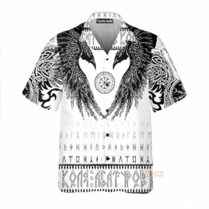 Viking Black Runic Raven Scandinavian Hawaiian Shirt - For Men And Women - Kids  - Thelegend59