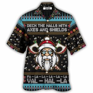 Viking Christmas Deck The Halls With Axes And Shields - Hawaiian Shirt - For Men And Women - Kids  - Thelegend59