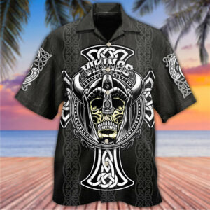 Viking Cool Pattern Black Style - Hawaiian Shirt - For Men And Women - Kids  - Thelegend59