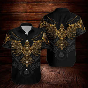 Viking Huginn Gold Hawaiian Shirt  - Thelegend59