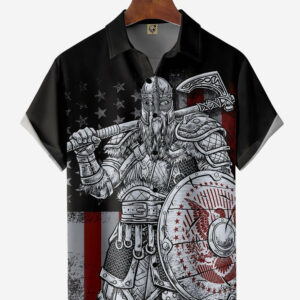 Viking Legend Chest Pocket Short Sleeve Hawaiian Shirts Hawaiian Shirt - For Men And Women - Kids  - Thelegend59