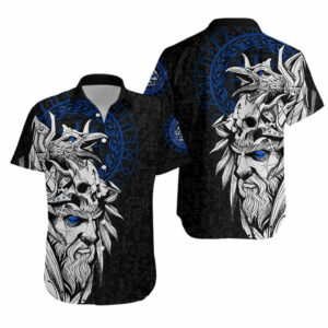 Viking Odin Raven Blue Hawaiian Shirt  - Thelegend59