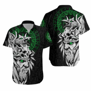 Viking Odin Raven Green Hawaiian Shirt  - Thelegend59