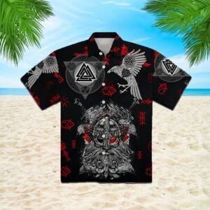 Viking Raven Tatoo Hawaiian Shirt  - Thelegend59