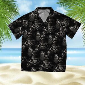 Viking Skulls Black Amazing Design Hawaiian Shirt  - Thelegend59