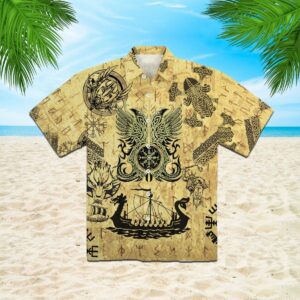 Viking Tatoo Crow Raven Of Odin Hawaiian Shirt  - Thelegend59