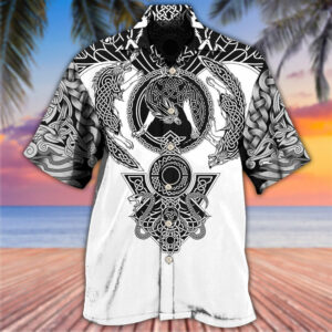 Viking Warrior Blood Black And White - Hawaiian Shirt - For Men And Women - Kids  - Thelegend59