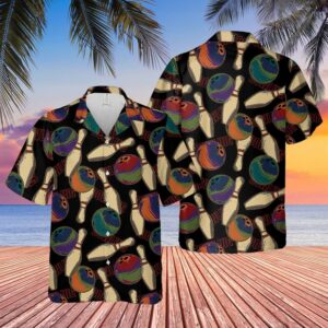 Vintage Bowling Ball Pin Hawaiian Aloha Hawaiian Shirts  - Thelegend59