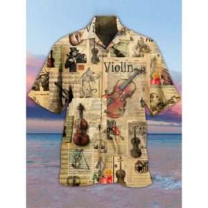 Vintage Cats Playing Violin Hawaiian Aloha Hawaiian Shirtss For Cat Lovers  - Thelegend59