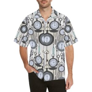 Vintage Clock Pattern Men'S All Over Print Hawaiian Shirt  - Thelegend59