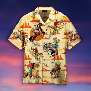 Vintage Cowboy Riding Horse Hawaiian Shirt  - Thelegend59