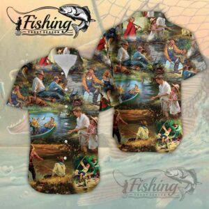 Vintage Fishing Art Unisex Hawaiian Aloha Hawaiian Shirtss  - Thelegend59