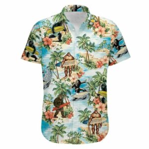 Vintage Flower Bigfoot Hawaiian Aloha Hawaiian Shirts  - Thelegend59
