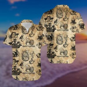 Vintage Happy Easter Hawaiian Aloha Hawaiian Shirts  - Thelegend59