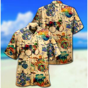 Vintage Music Love Colorful Drums Hawaiian Aloha Hawaiian Shirtss  - Thelegend59