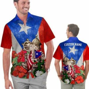 Vintage Puerto Rico Flag Hawaiian Aloha Hawaiian Shirtss  - Thelegend59