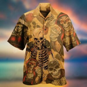 Vintage Skull Boxing King Hawaiian Aloha Hawaiian Shirtss  - Thelegend59