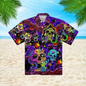Vintage Skull Life Is Colorful Hawaiian Shirt - Unisex - Full Size - Adult -  - Thelegend59