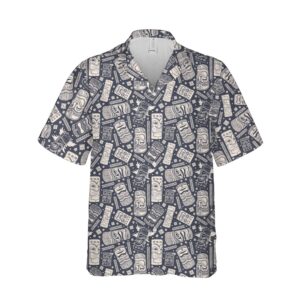 Vintage Tiki Tiki Seamless Pattern Hawaiian Aloha Hawaiian Shirts  - Thelegend59
