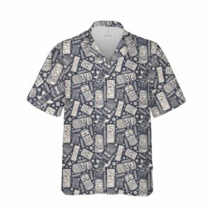 Vintage Tiki Tiki Seamless Pattern Unisex Hawaiian Aloha Hawaiian Shirtss  - Thelegend59