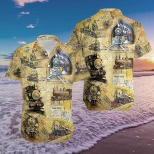 Vintage Trains Hawaiian Aloha Hawaiian Shirts  - Thelegend59