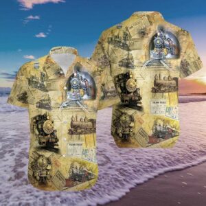 Vintage Trains Hawaiian Aloha Hawaiian Shirtss  - Thelegend59