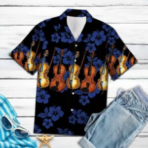Violin For Vacation Blue Nice Design Hawaiian Shirt  - Thelegend59
