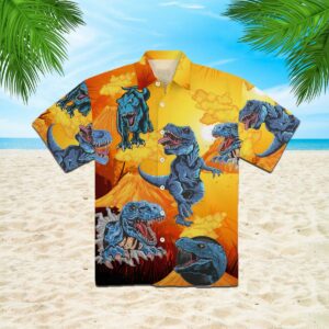 Volcano T Rex Roar Hawaiian Shirt  - Thelegend59