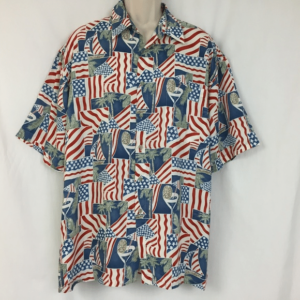 Vtg Campia Moda American Flag Hawaiian Shirt  - Thelegend59