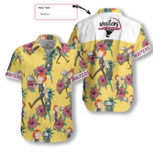 Waiters Pineapple Seamless Pattern Custom Hawaiian Shirt  - Thelegend59
