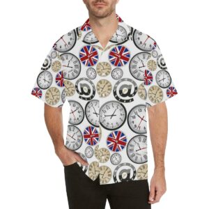 Wall Clock Uk Pattern Men'S All Over Print Hawaiian Shirt  - Thelegend59