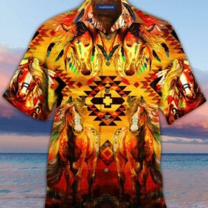 War Horse Orange Amazing Design Hawaiian Shirt  - Thelegend59