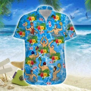 Water Polo Blue Hawaiian Aloha Hawaiian Shirtss  - Thelegend59