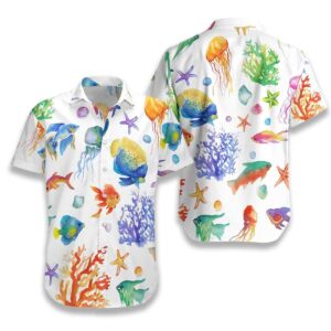 Watercolor Fish Under The Sea Hawaiian Aloha Hawaiian Shirts  - Thelegend59