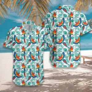 Watercolor Parrot &Amp; Palm Leaves Hawaiian Shirt  - Thelegend59