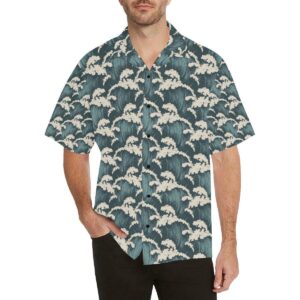 Wave Art Print Hawaiian Shirt  - Thelegend59