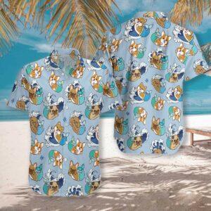 Wave Seamless Dog Mermaid Aloha Hawaiian Shirt  - Thelegend59