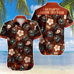 Welder I Am Silently Hawaiian Graphic Print Short Sleeve  - Thelegend59