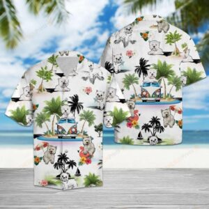 West Highland White Terrier Vacation Multicolor Unique Design Hawaiian Shirt  - Thelegend59
