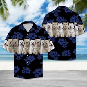 West Highlwhite Terrier Blue Unique Design Hawaiian Shirt  - Thelegend59