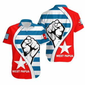 West Papua Hawaiian Shirt Clenched Hands Flag  - Thelegend59