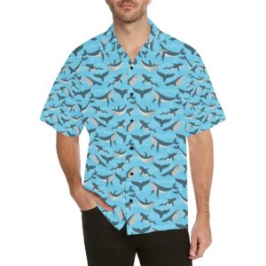 Whale Pattern Design Themed Print Hawaiian Shirt  - Thelegend59