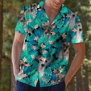 Whippet Tropical Blue Best Design Hawaiian Shirt  - Thelegend59