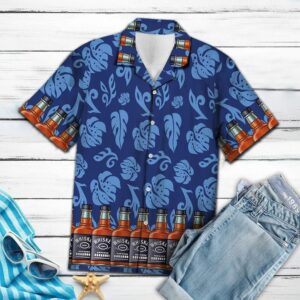 Whisky Palm Leaves Blue Awesome Design Hawaiian Shirt  - Thelegend59