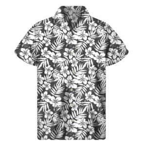 White And Grey Hawaiian Pattern Print Men'S Short Sleeve Hawaiian Shirts  - Thelegend59