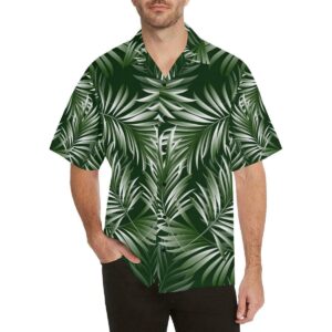 White Green Tropical Palm Leaves Hawaiian Shirt  - Thelegend59