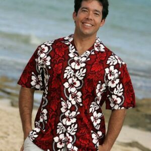 White Hibiscus Panel Redhawaiian Shirt Made In Hawaii - Summer Hawaiian Shirts - Beach Hawaiian Shirtss  - Thelegend59
