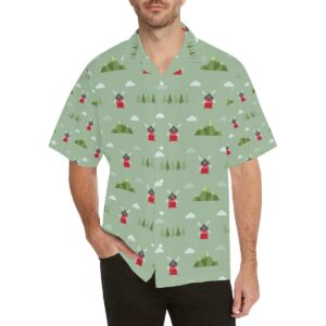 Windmill Green Pattern Men'S All Over Print Hawaiian Shirt  - Thelegend59