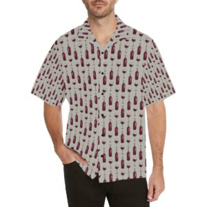 Wine Bottle Pattern Print Hawaiian Shirt  - Thelegend59