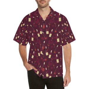Wine Themed Pattern Print Hawaiian Shirt  - Thelegend59